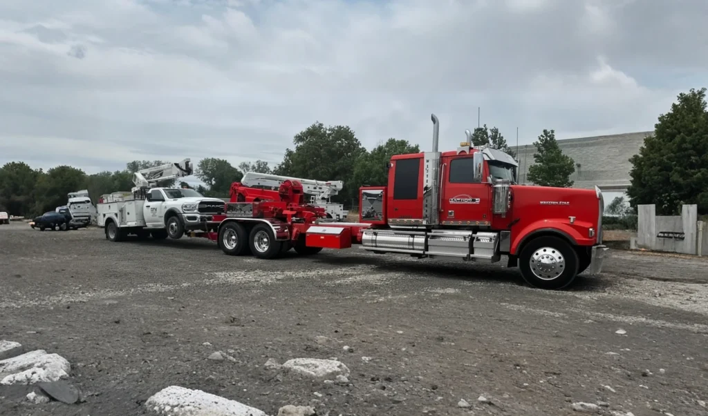 Fleet towing services in Yuba City by Anthony Towing and Transportation with company vehicle in action